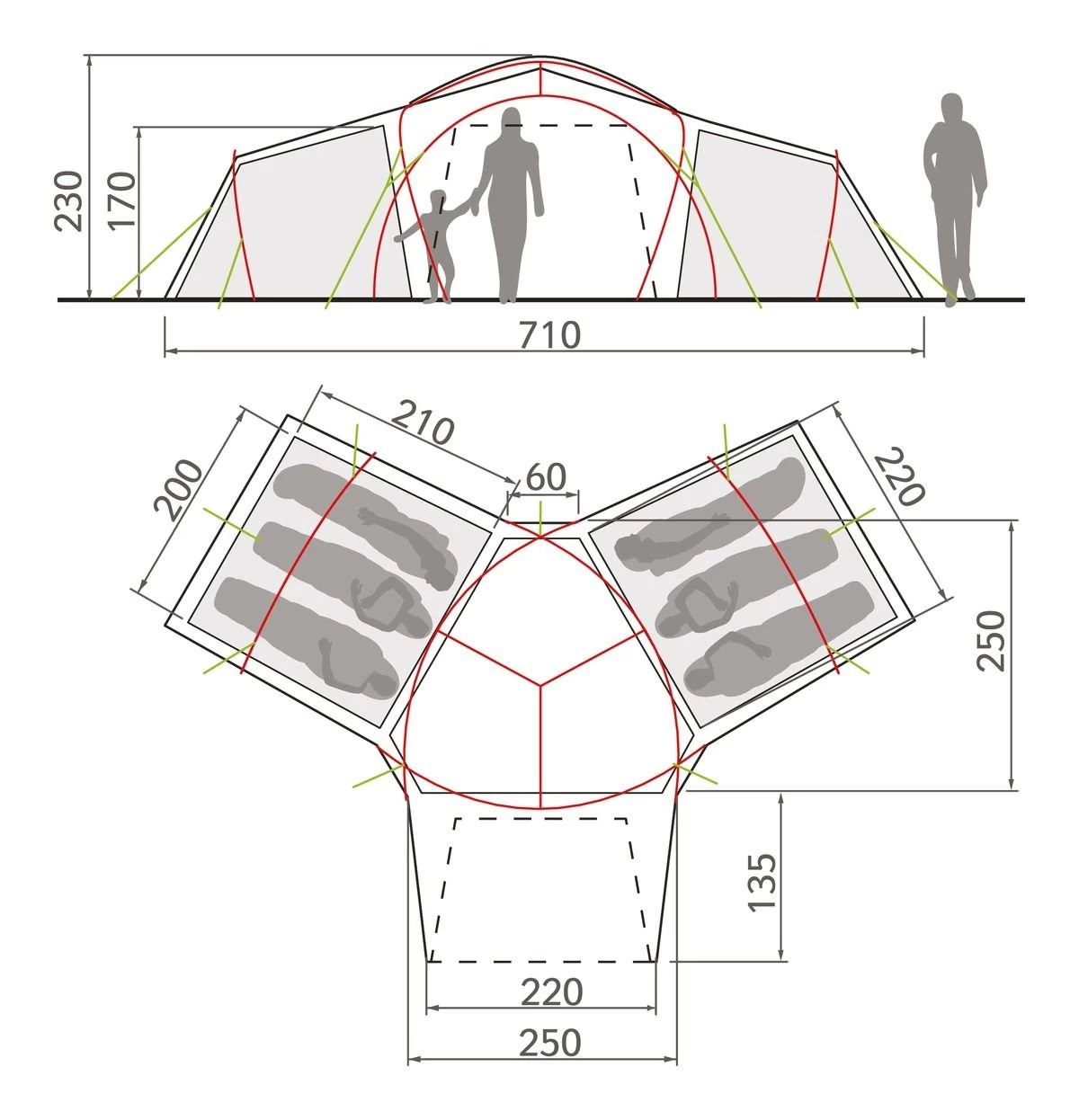 Vaude Badawi Long 6P Zelt (sand) 4 Vaude Badawi Long 6P Zelt (sand) – Bild 2